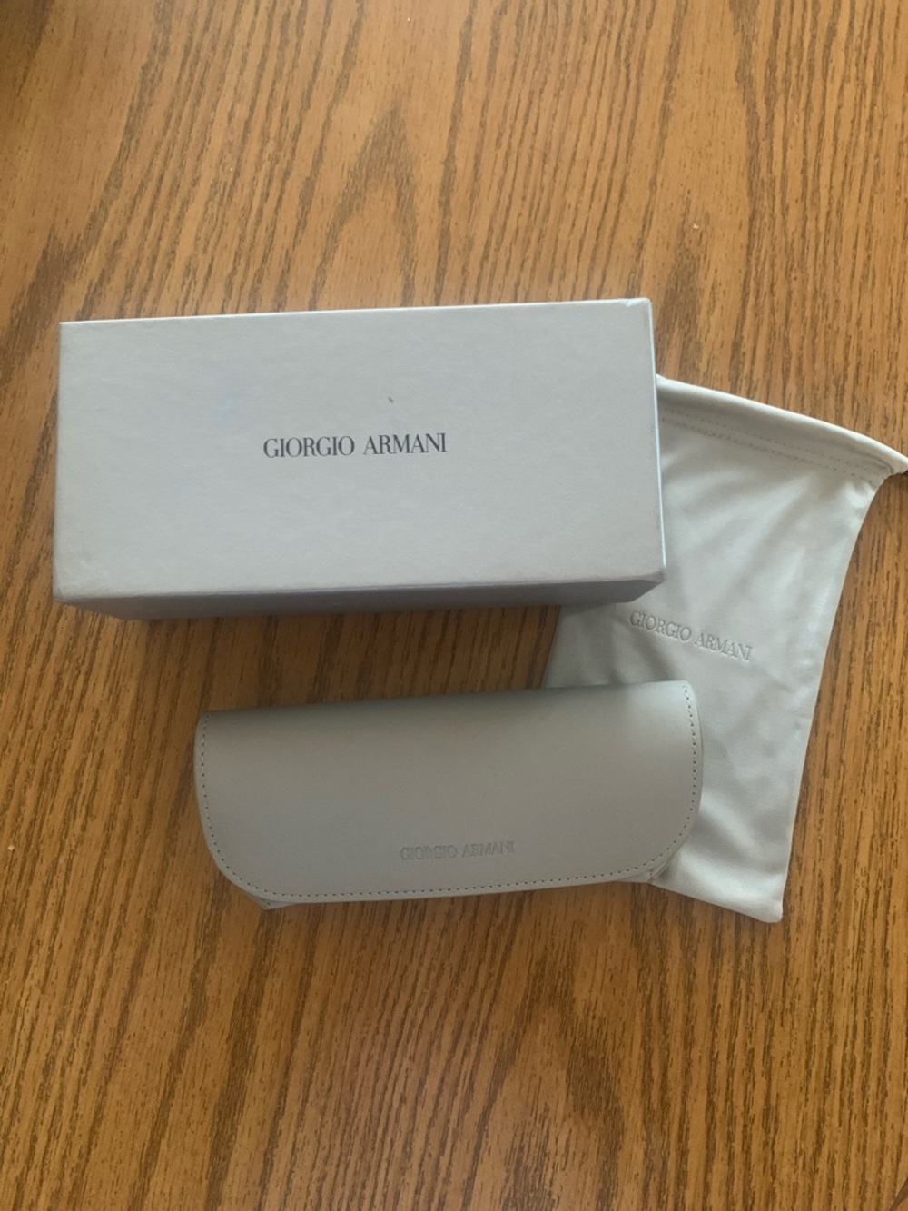 Giorgio Armani Light Gray Sunglasses Case with Matching Pouch and Box